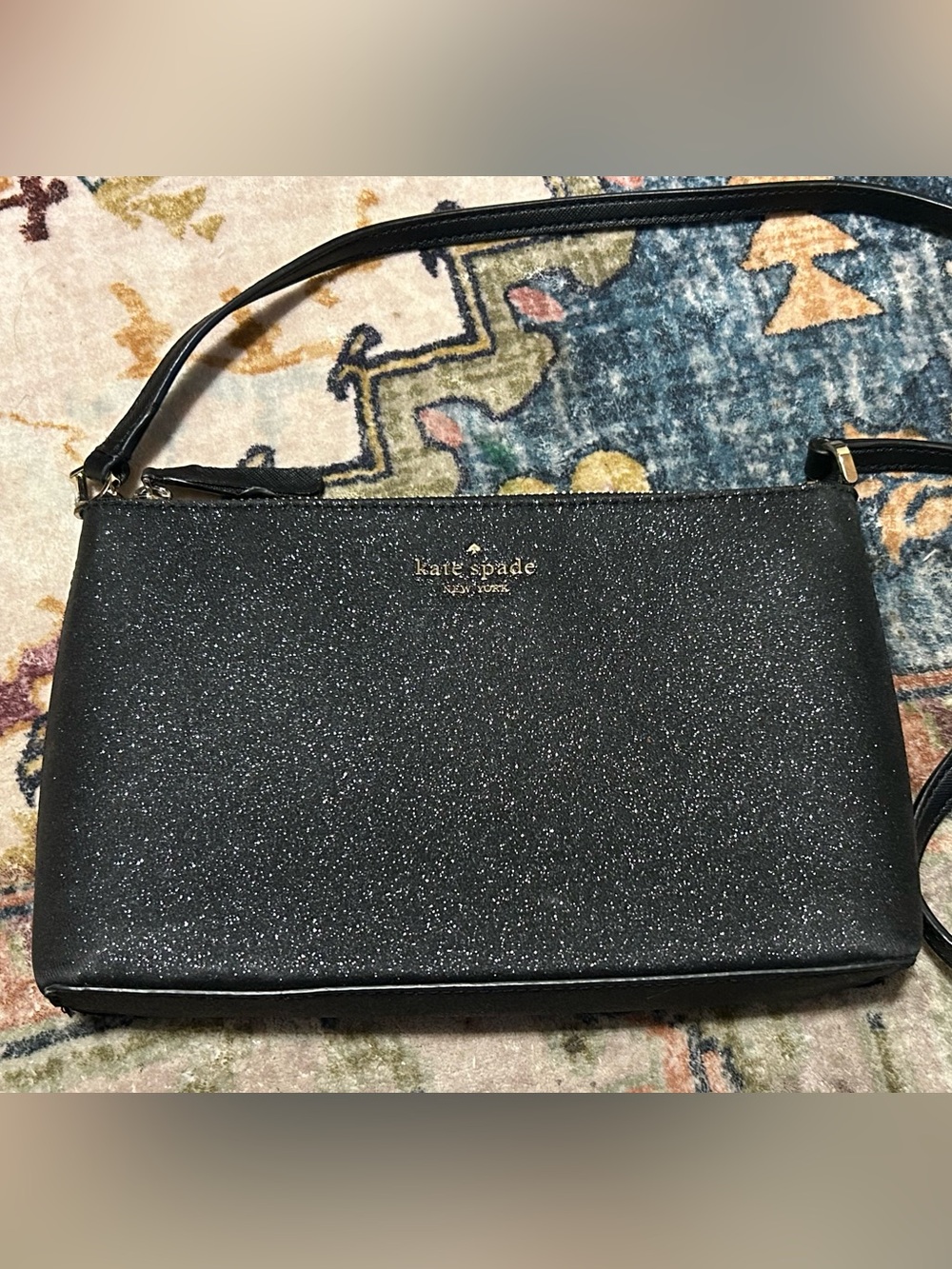 Kate Spade New York  black glittery Joeley crossbody bag